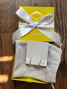 Kendra Scott Rose Gold Crystal Pavé Drop Earrings with Yellow Gift Box